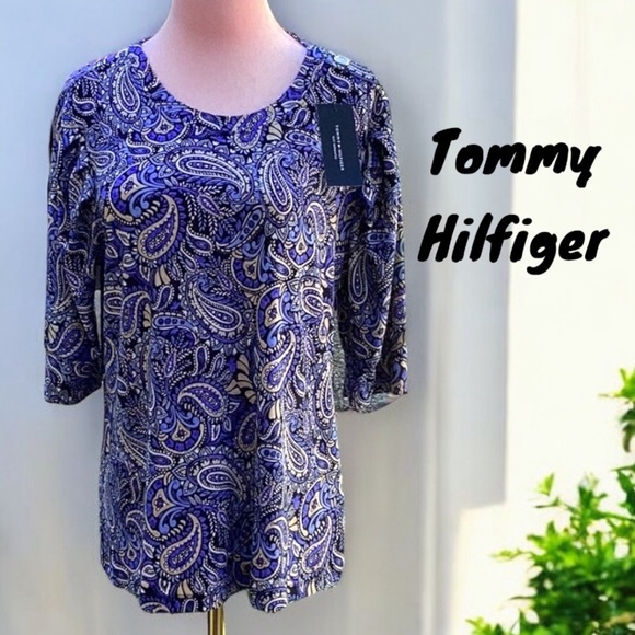 TOMMY HILFIGER NWT WOMENS SUIT SEPARATES TOP BLOUSE PAISLEY WOMENS LARGE - Picture 1 of 10